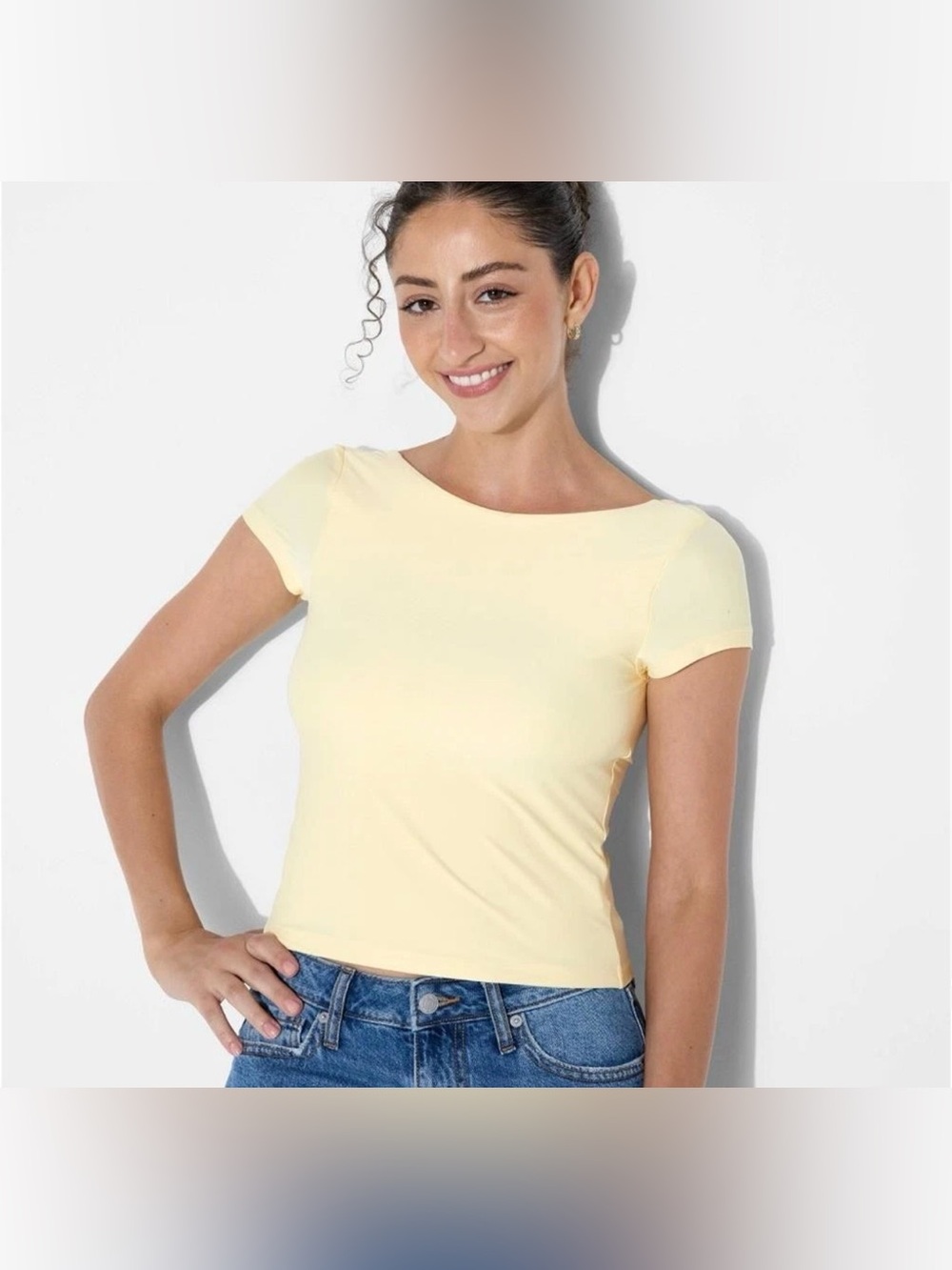 Wild Fable Short Sleeve Backless Baby Yellow Top